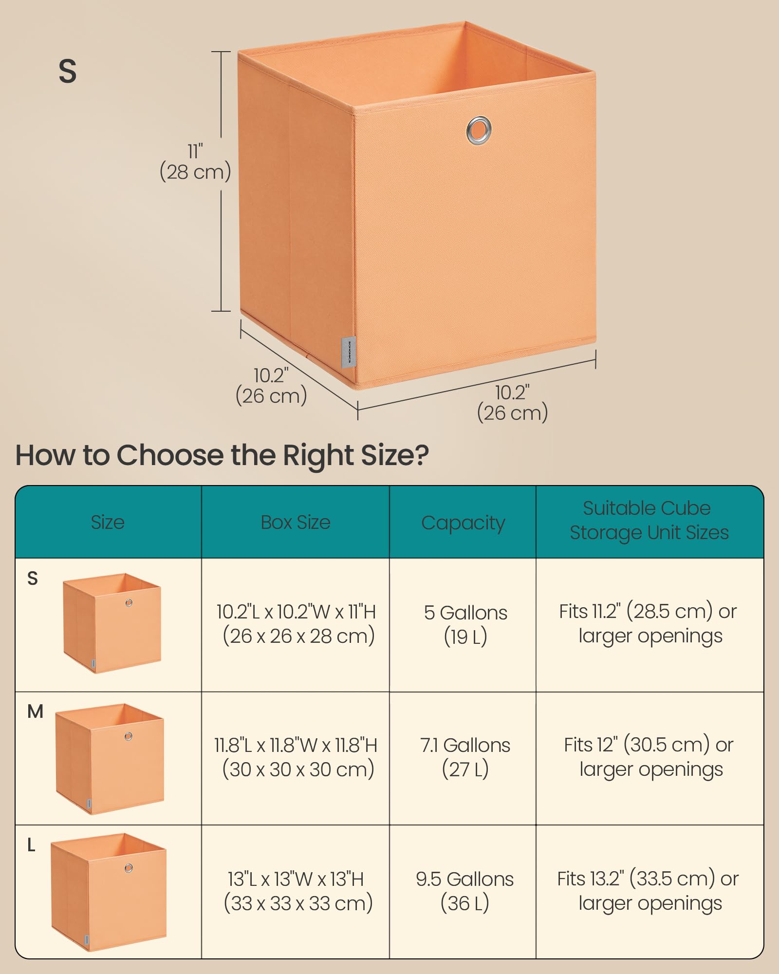 SONGMICS cubo con ropa organizada, mantiene prendas sin olores