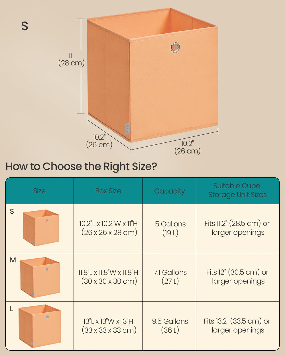 SONGMICS cubo con ropa organizada, mantiene prendas sin olores