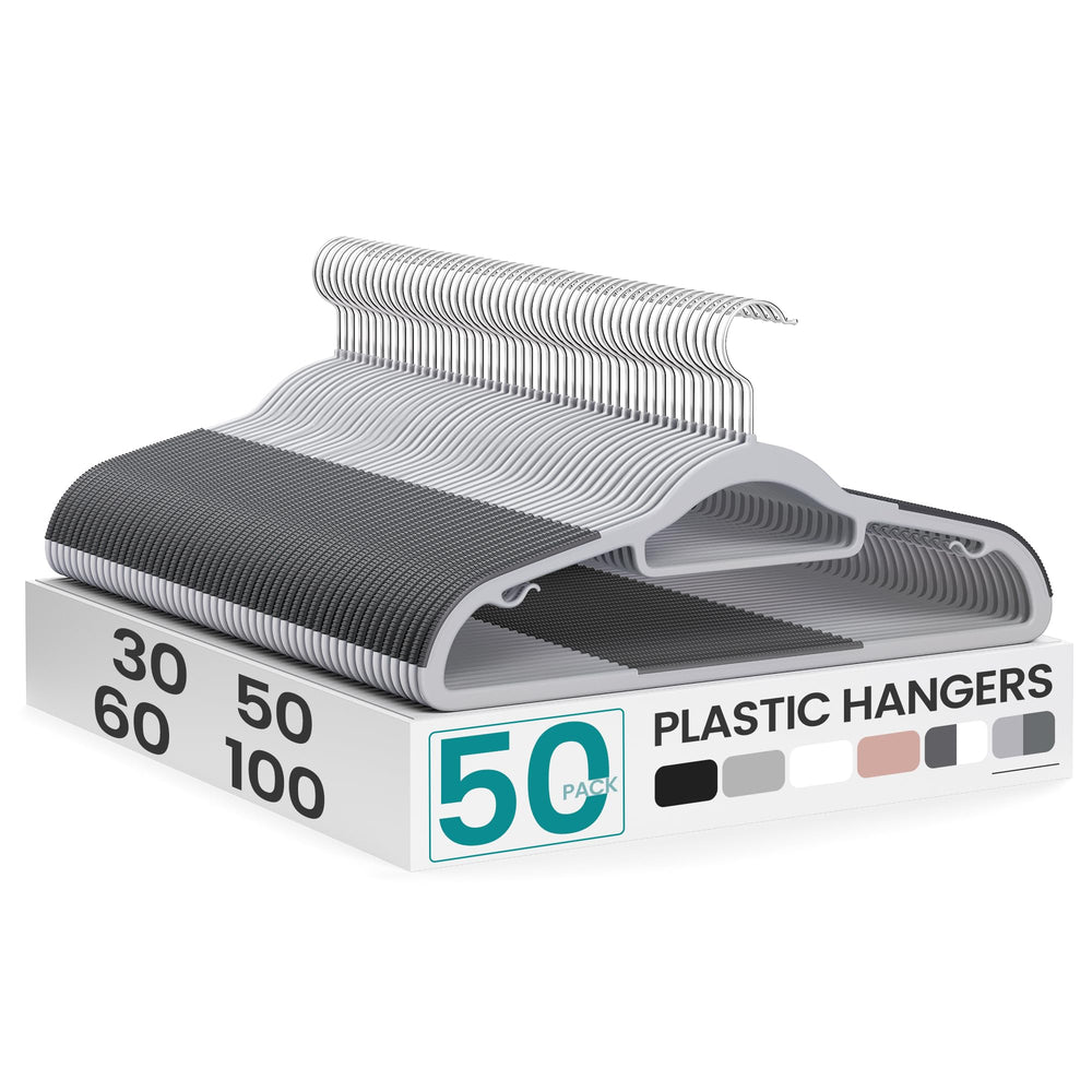 SONGMICS perchas pack 50 vista frontal, ahorro de espacio organizado