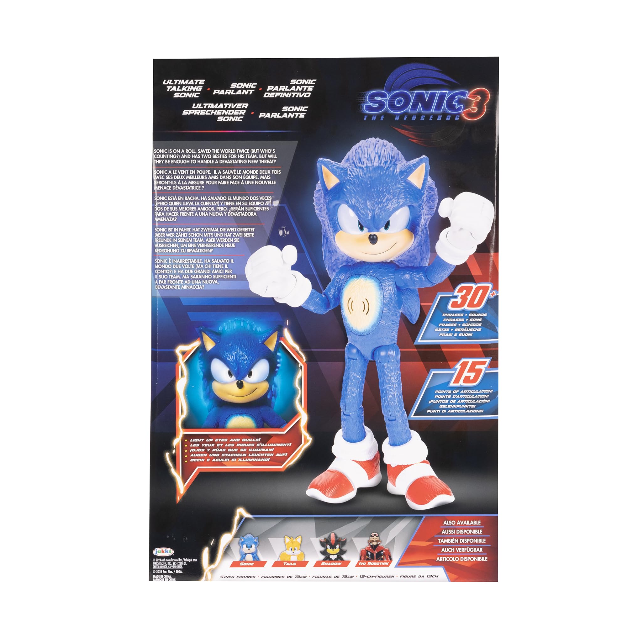 Sonic The Hedgehog posado articulado, demuestra 15 puntos de movimiento