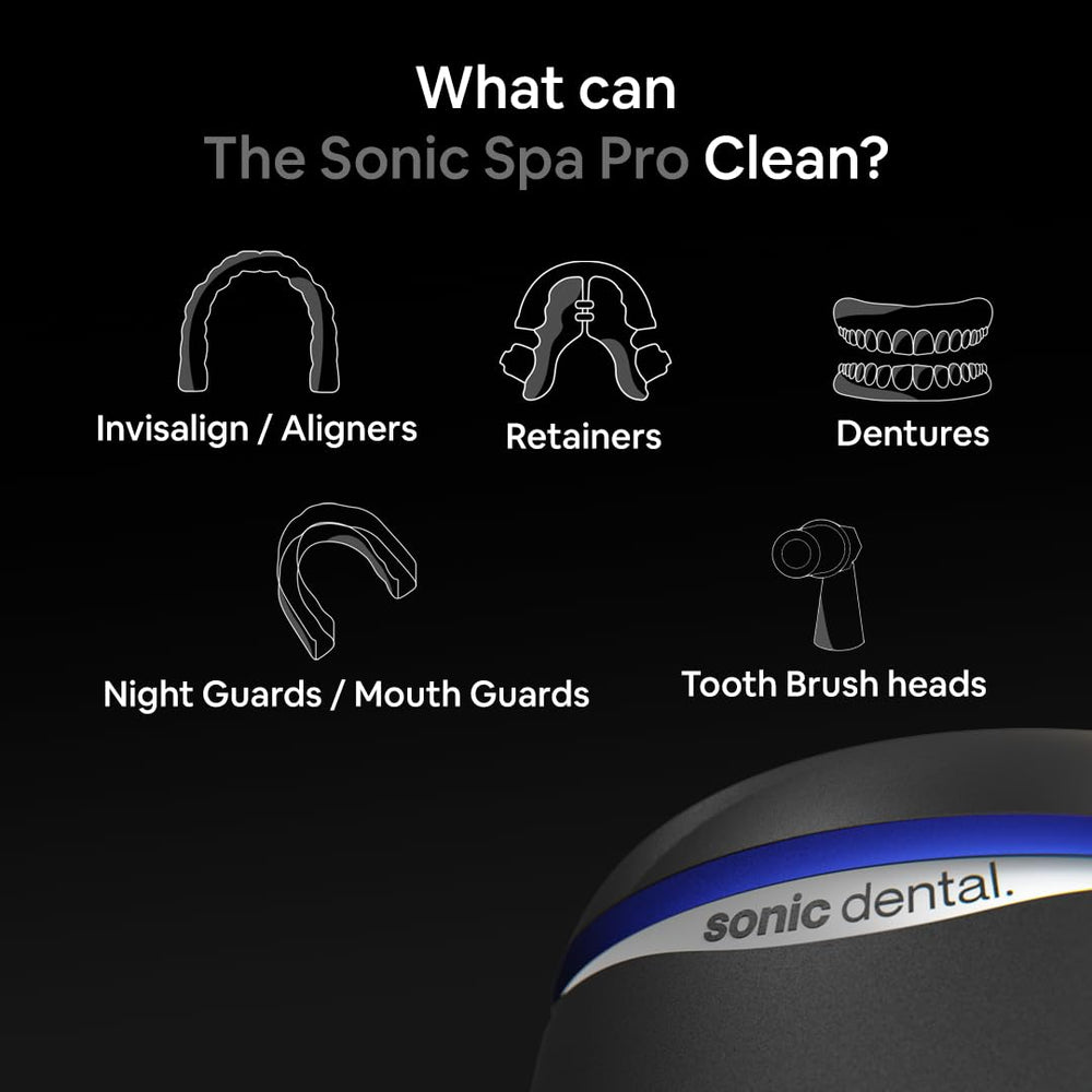 Sonic Dental close-up of 165ml stainless steel tank, durable interior for effective cleaning