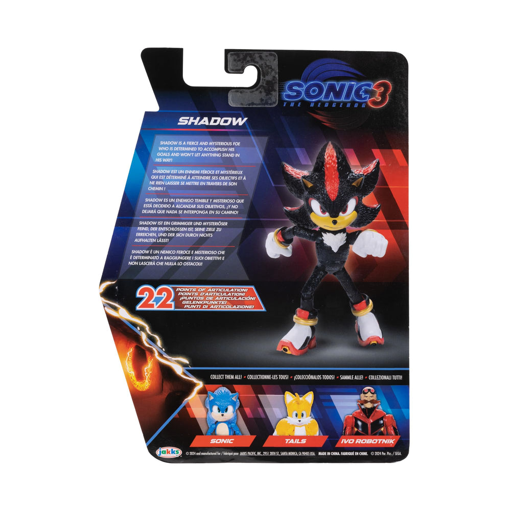 Sonic The Hedgehog Shadow junto a una regla para comparar la escala de 5 pulgadas