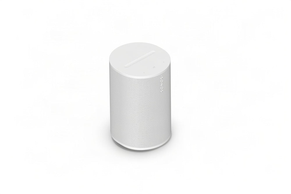 Sonos Era 100 SL frontal mostrando diseño compacto y acabado blanco, mejora estética