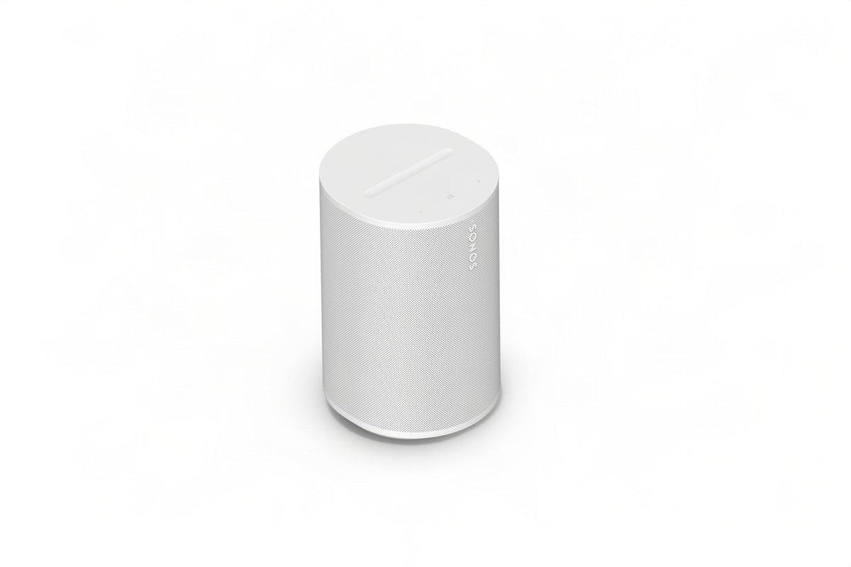 Sonos Era 100 SL frontal mostrando diseño compacto y acabado blanco, mejora estética