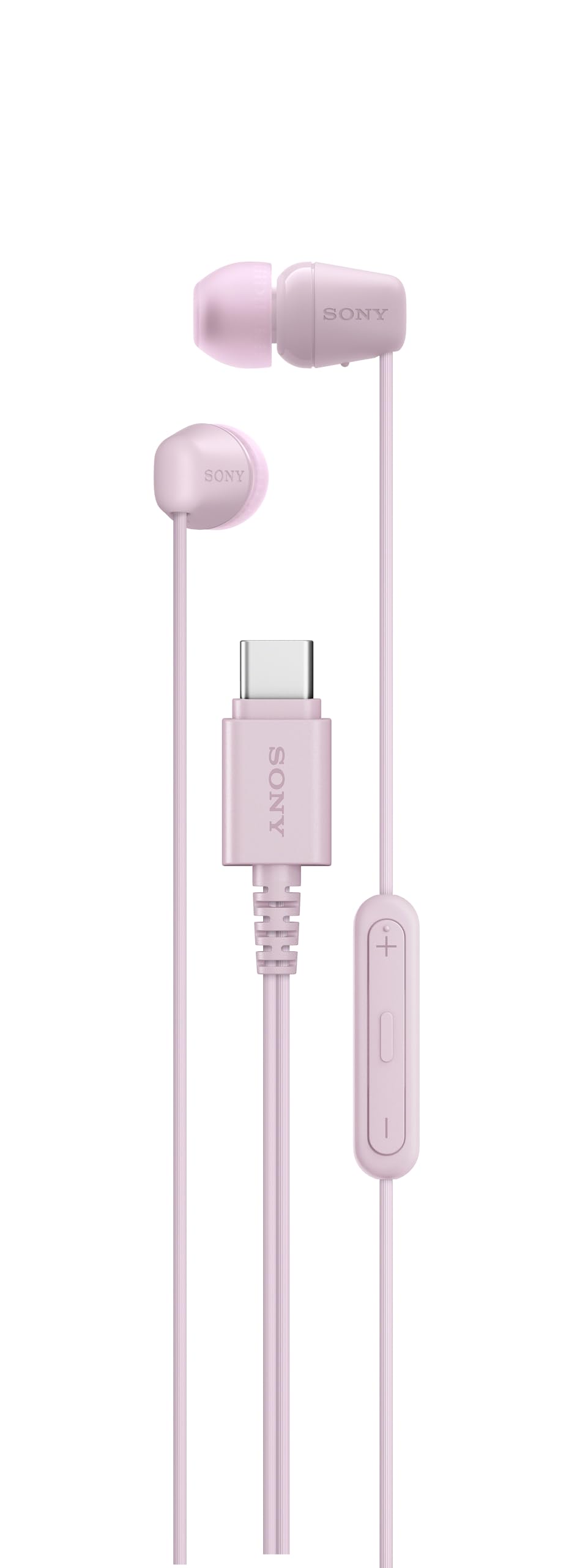 Sony IER-EX15C vista frontal rosa mostrando diseño compacto y conector USB-C