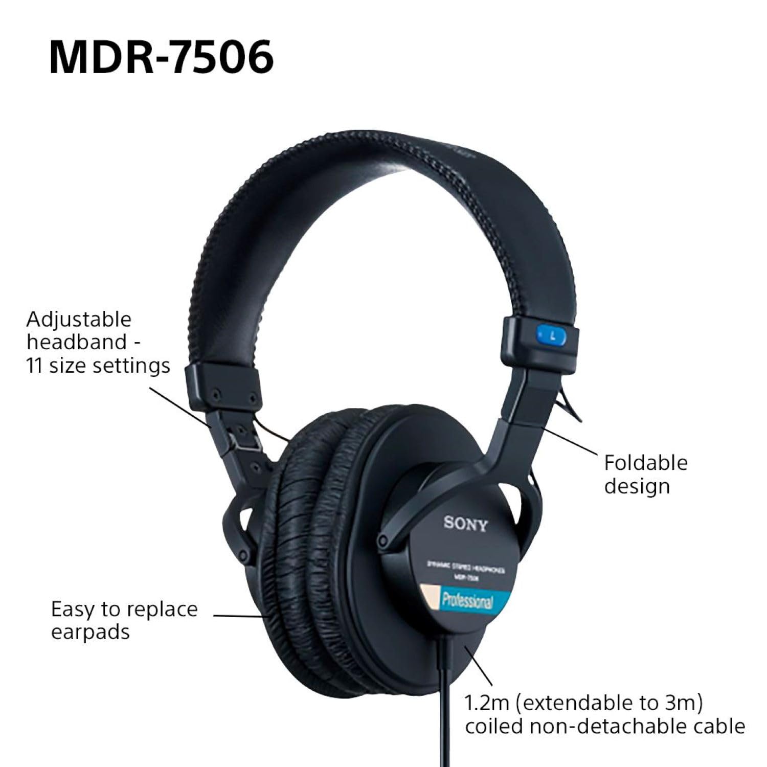 Sony MDR7506 textura de materiales y acabados que mejoran la durabilidad Sony