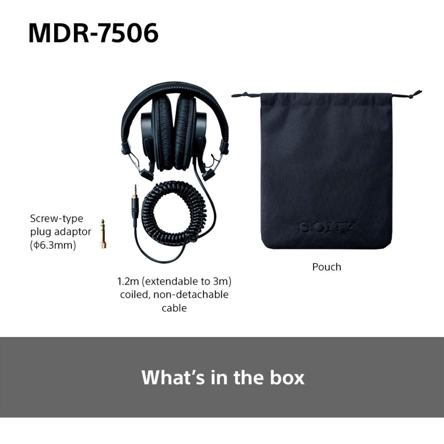 Sony MDR7506 vista lateral con bisagras robustas y construcción duradera Sony