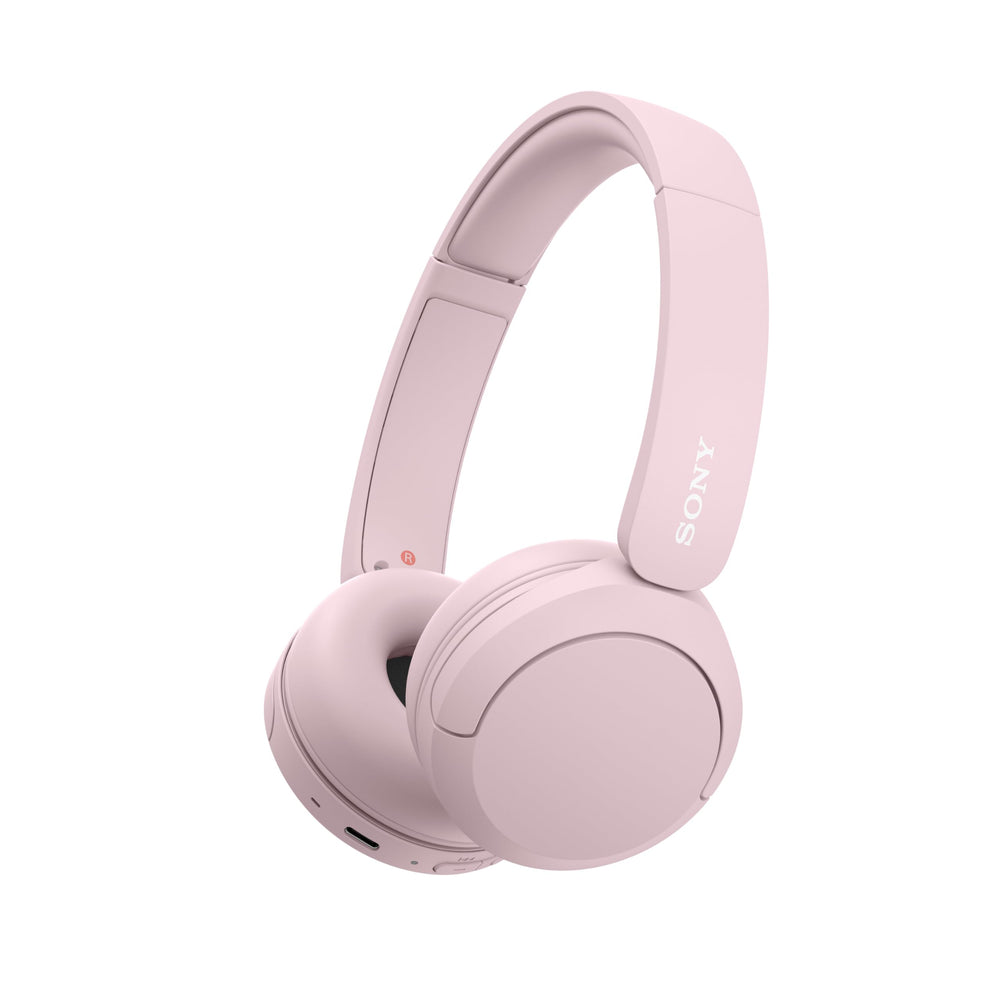 Sony WH-CH520 vista frontal rosa con diseño ligero y confort
