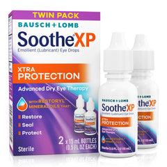 Soothe XP front packaging showing two 0.5 fl oz bottles and benefits