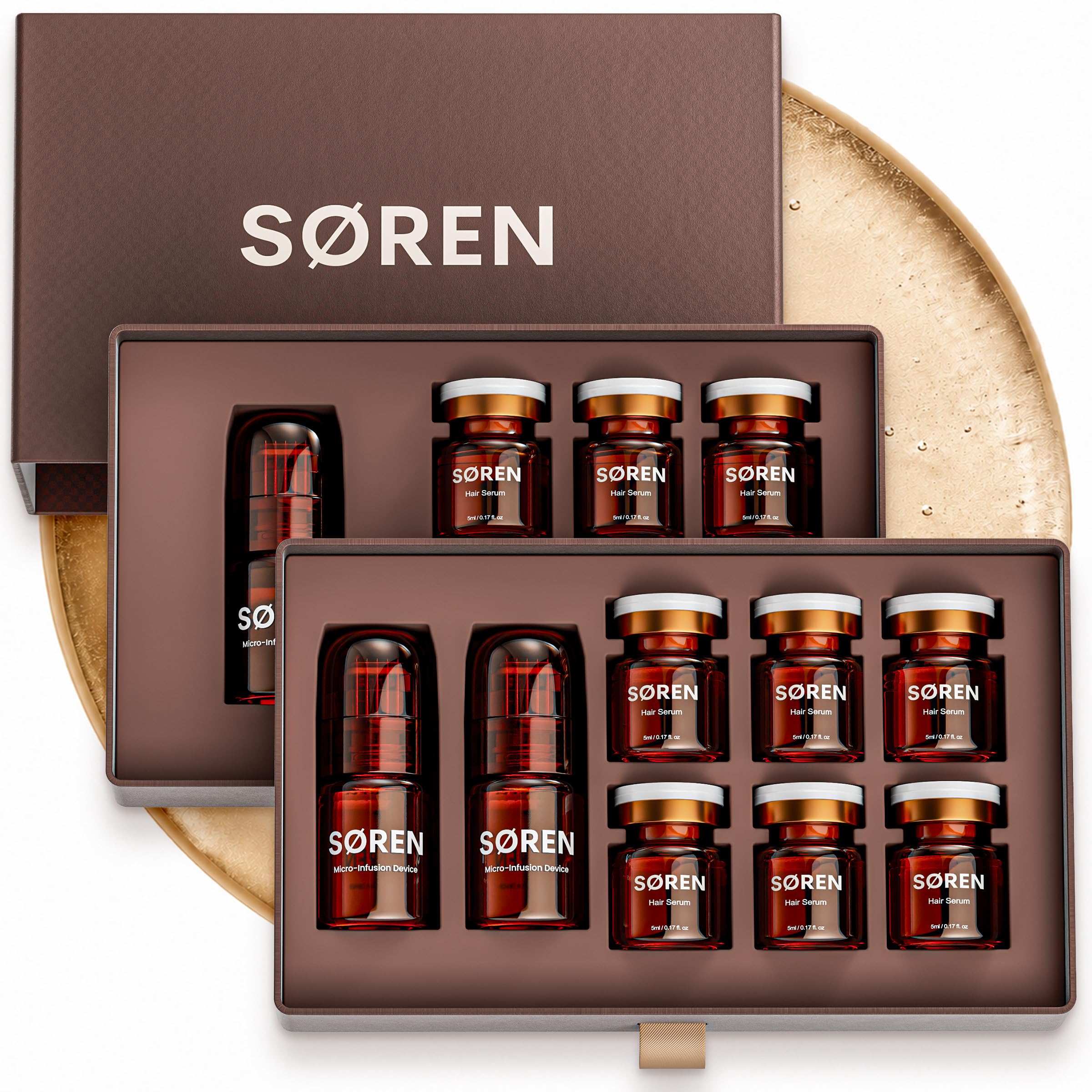 SØREN caja de presentación premium mostrando el kit completo y beneficio estético