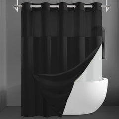 SORTTO cortina de ducha frontal negra con acabado tipo hotel, elegante y resistente
