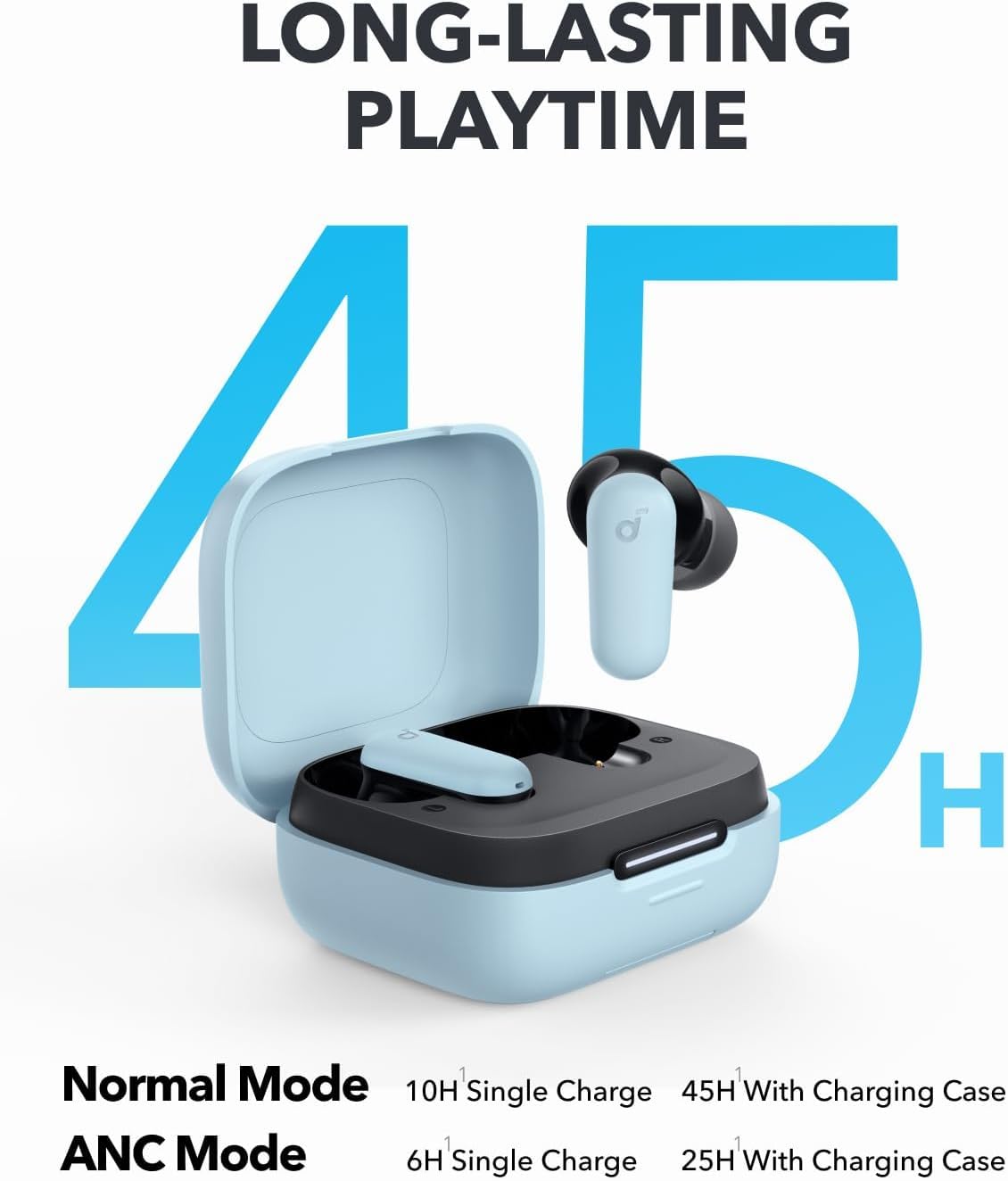 Soundcore P30i comparación de tamaño con una mano, portátil y fácil de llevar