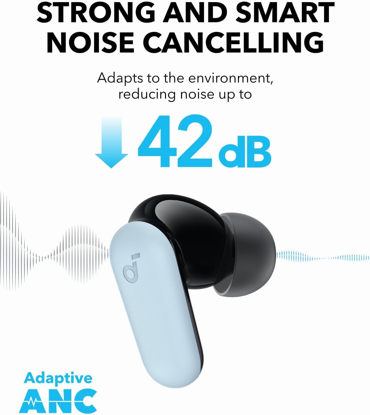 Soundcore P30i detalle del driver 10mm, graves profundos y sonido claro