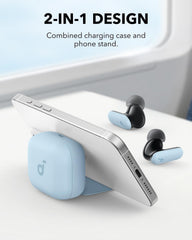 Soundcore P30i estuche abierto con soporte para teléfono, ver contenido manos libres
