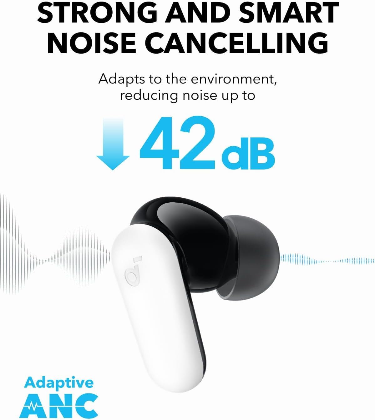 Soundcore P30i estuche abierto usado como soporte manos libres y carga