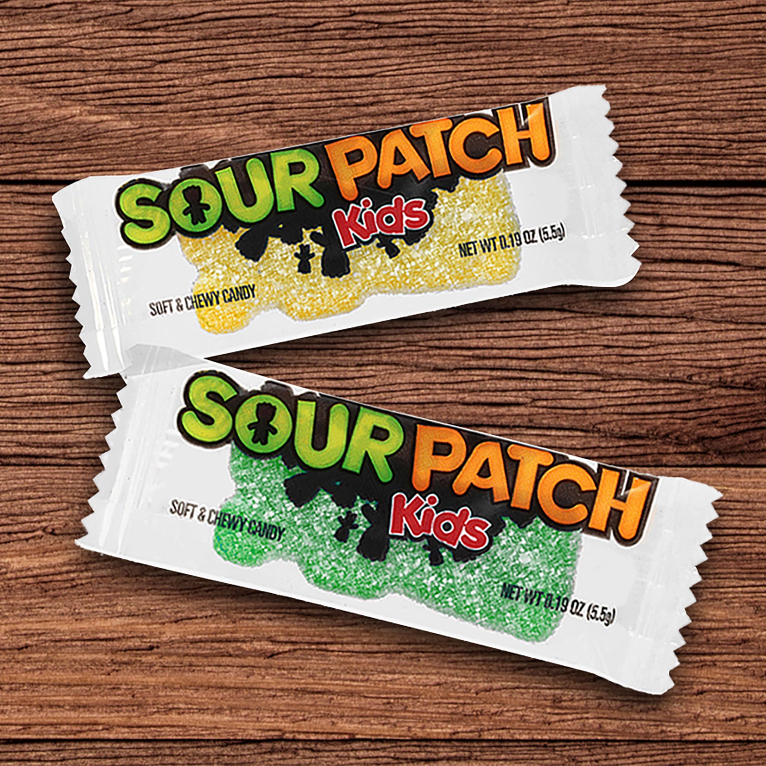 Sour Patch Kids etiqueta del paquete con información y fecha de empaque