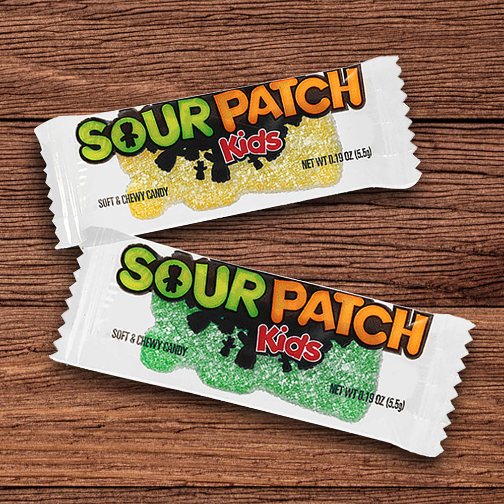 Sour Patch Kids etiqueta del paquete con información y fecha de empaque
