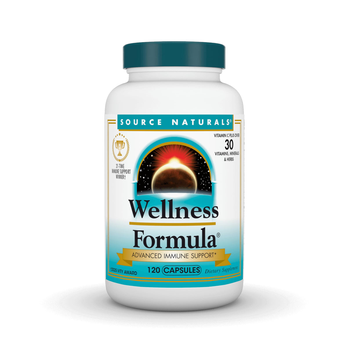 Source Naturals frasco frontal mostrando 120 cápsulas y diseño claro