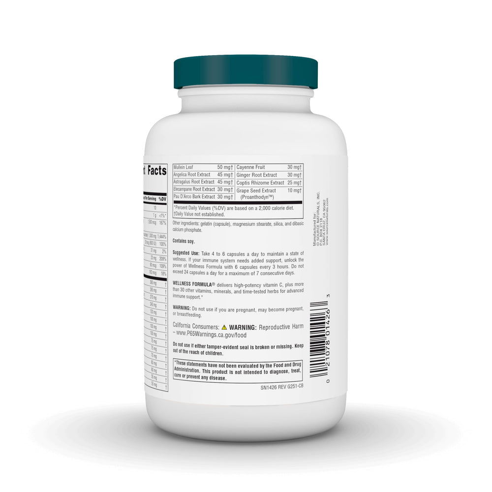 Source Naturals selección de ingredientes clave como vitamina C, saúco y astrágalo con perfil antioxidante