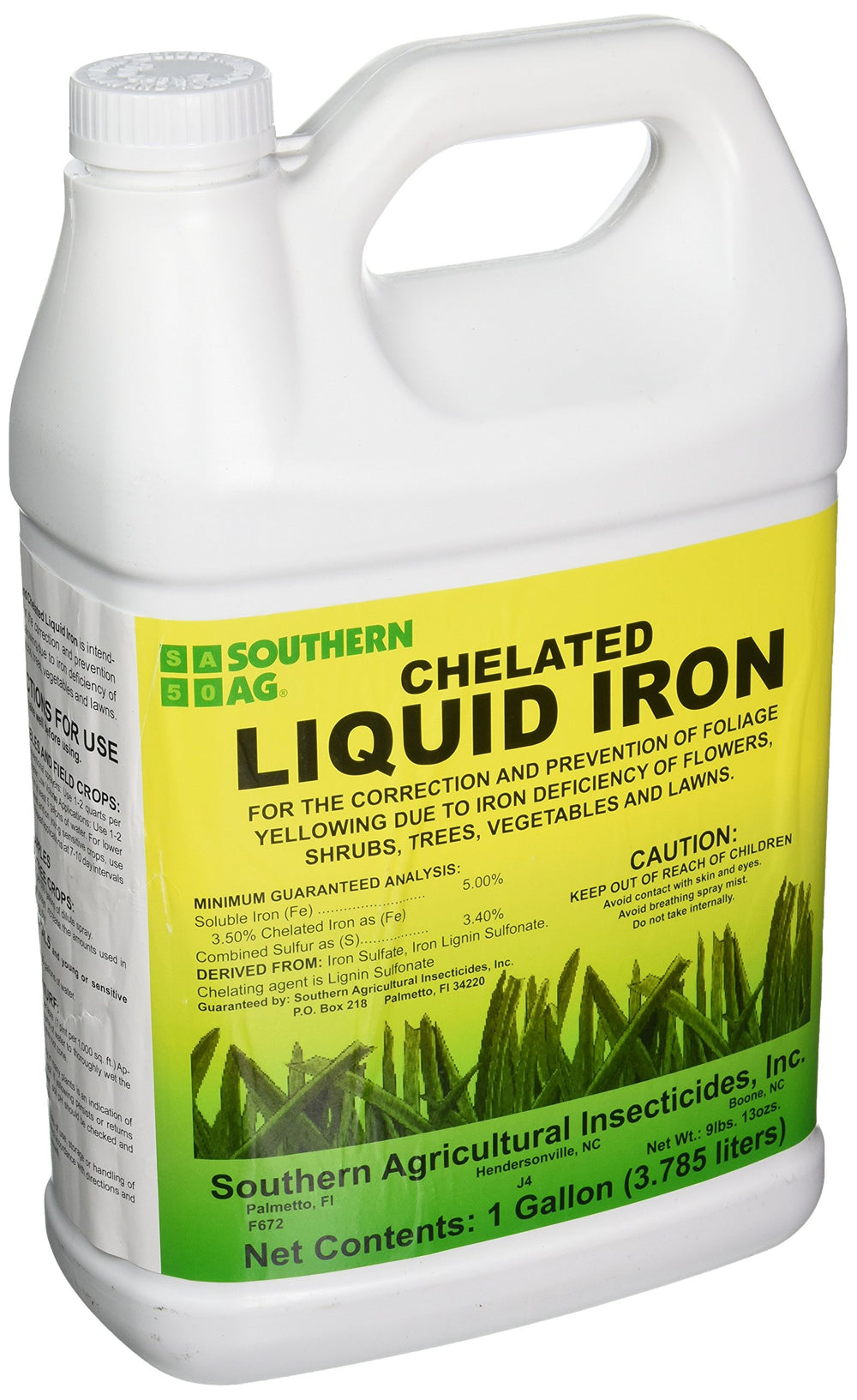 Southern Ag botella frontal de 1 galón mostrando la etiqueta y uso fácil