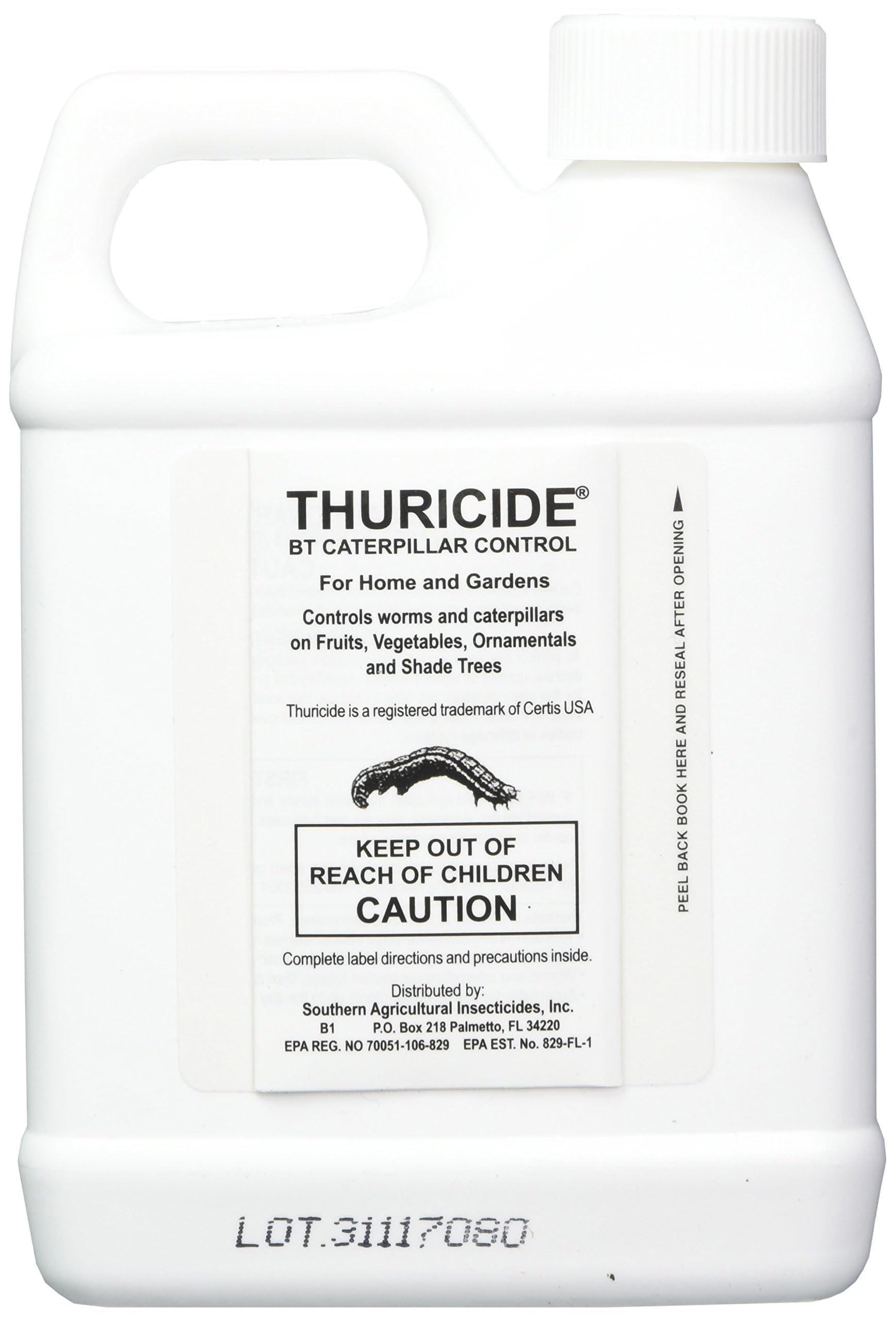 Southern Ag Thuricide etiqueta y texto del concentrado para dosificación clara
