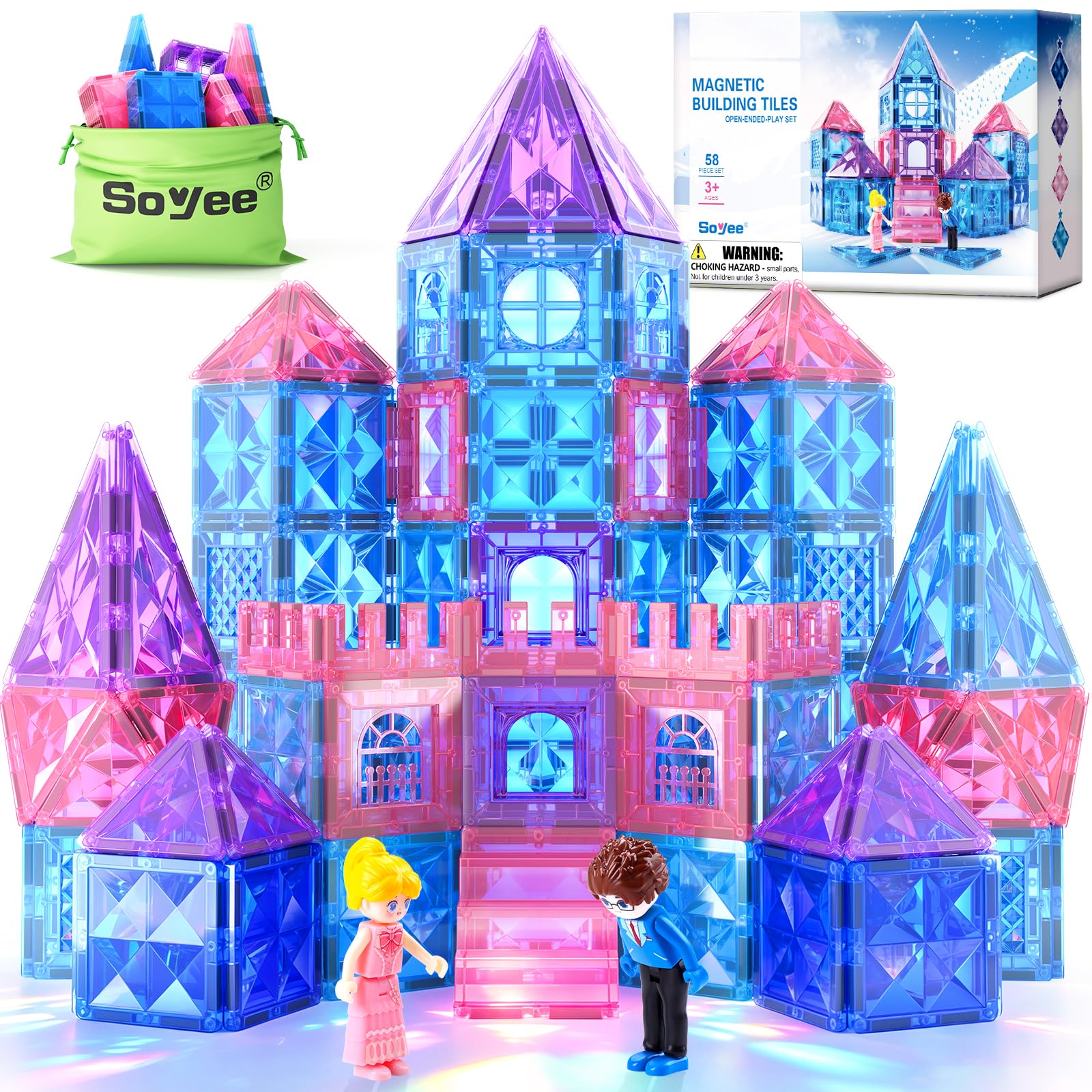 Soyee caja delantera del set mostrando piezas y beneficios educativos