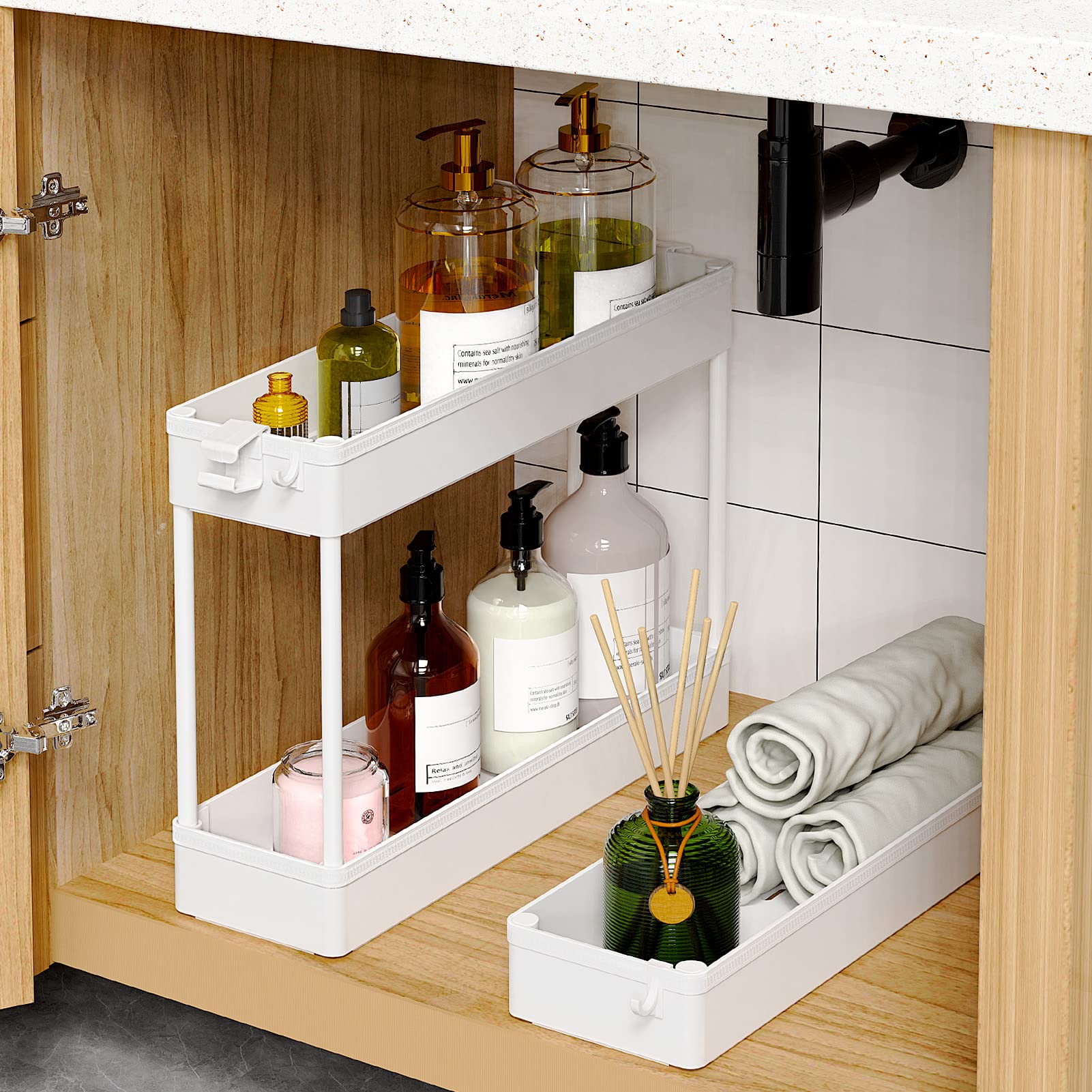 SPACEKEEPER cart placed between sink and toilet demonstrating space-saving
