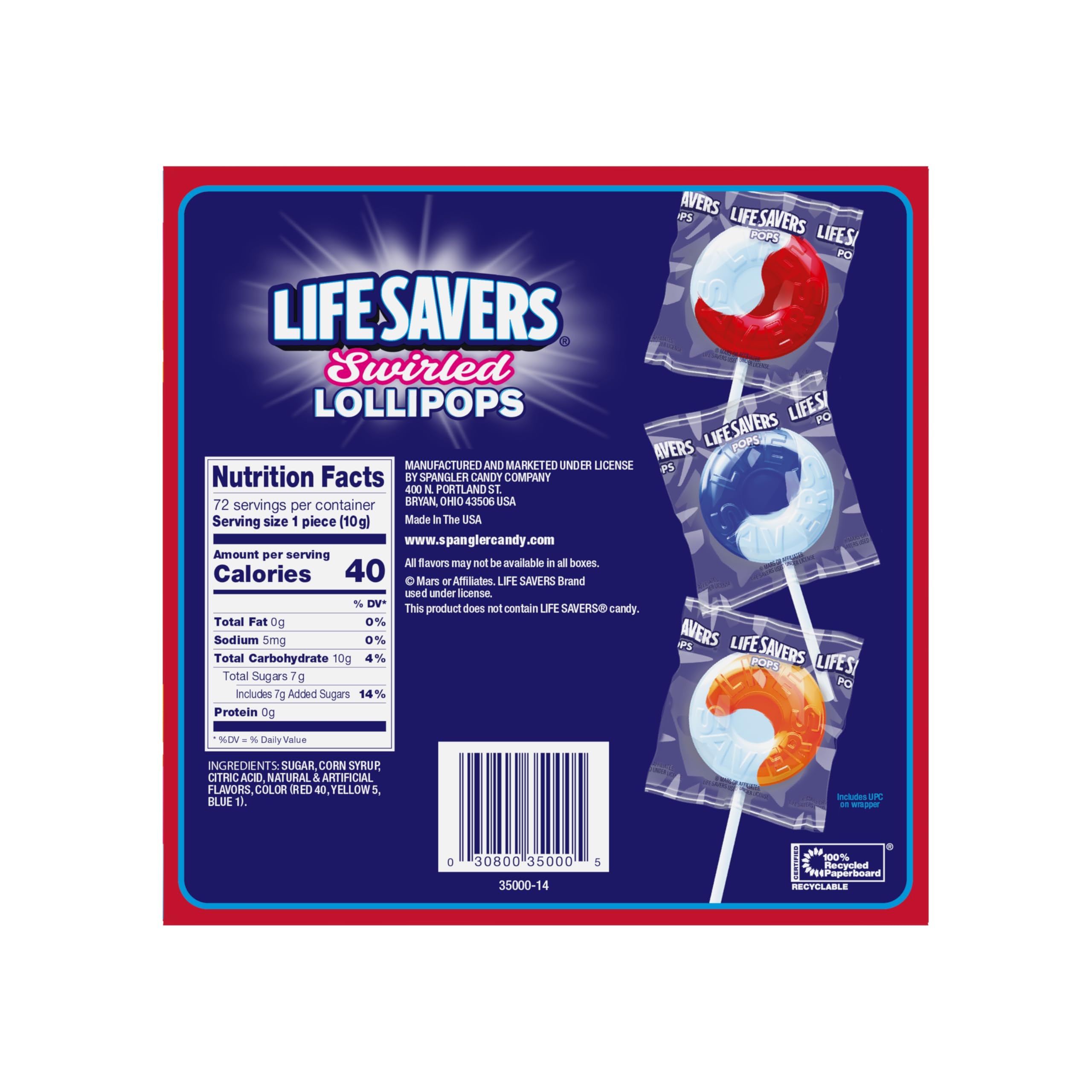Spangler Life Savers primer plano del remolino, muestra textura atractiva
