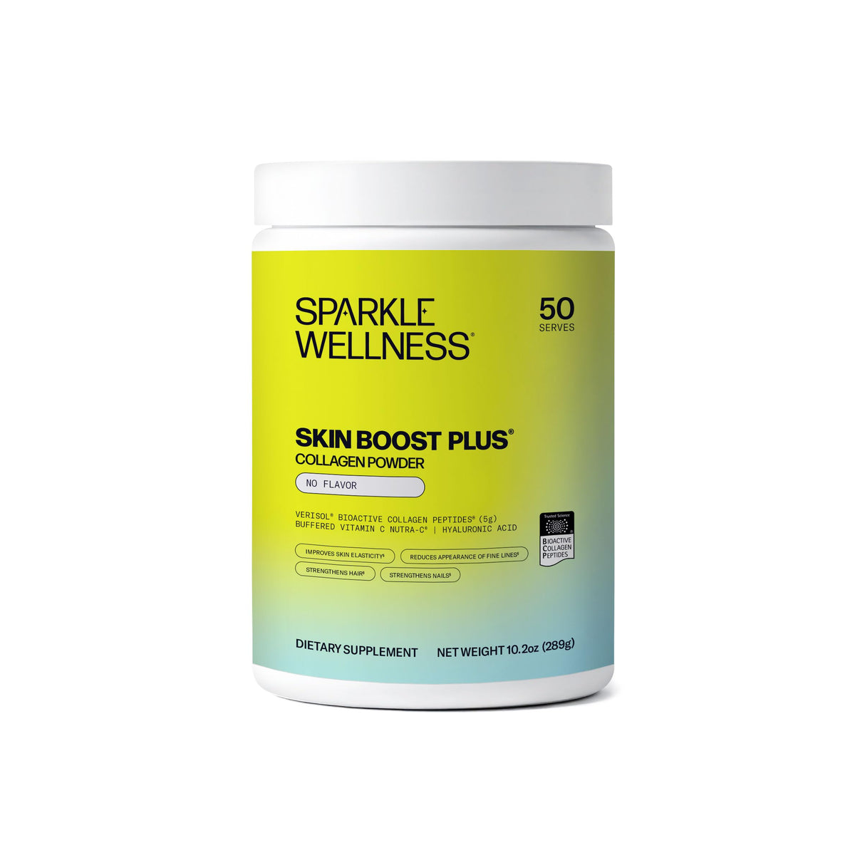 Sparkle Wellness frasco delantero mostrando el envase y beneficios