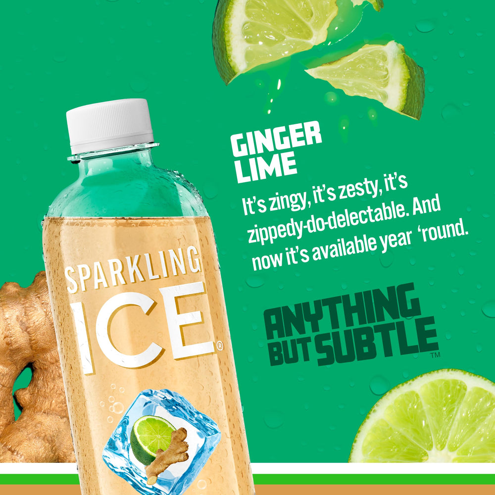 Sparkling Ice botella 17 fl oz etiqueta clara y datos nutricionales