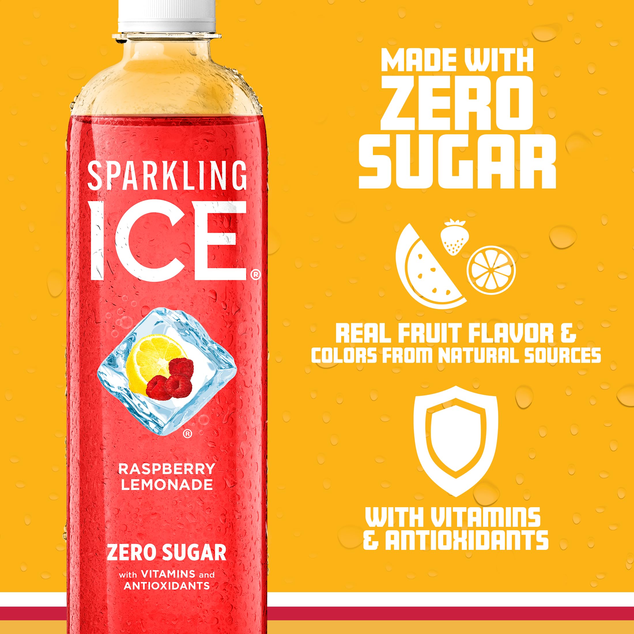 Sparkling Ice botella en mano para comparar tamaño, portátil y práctico