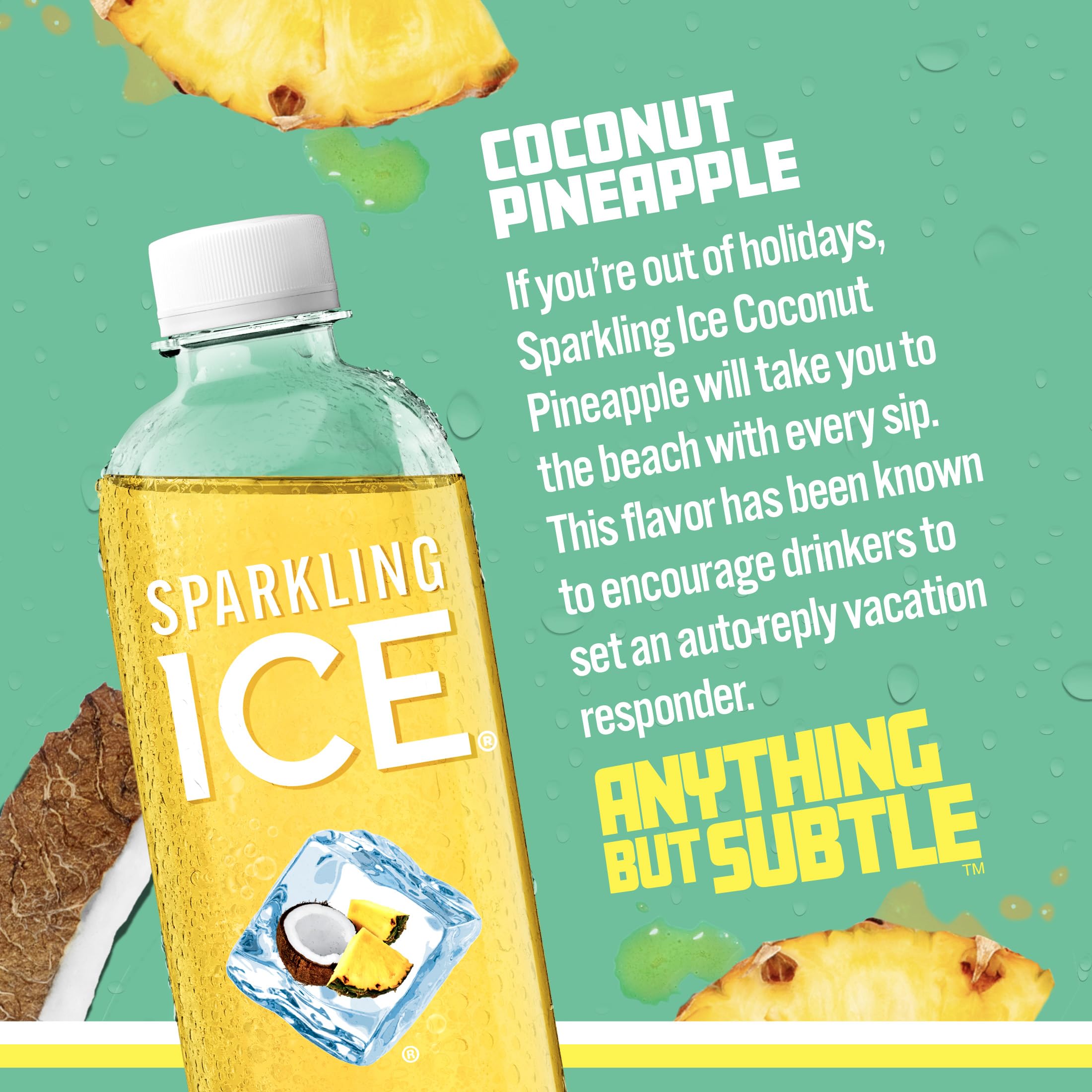 Sparkling Ice detalle de etiqueta y burbujas muestra calidad visible