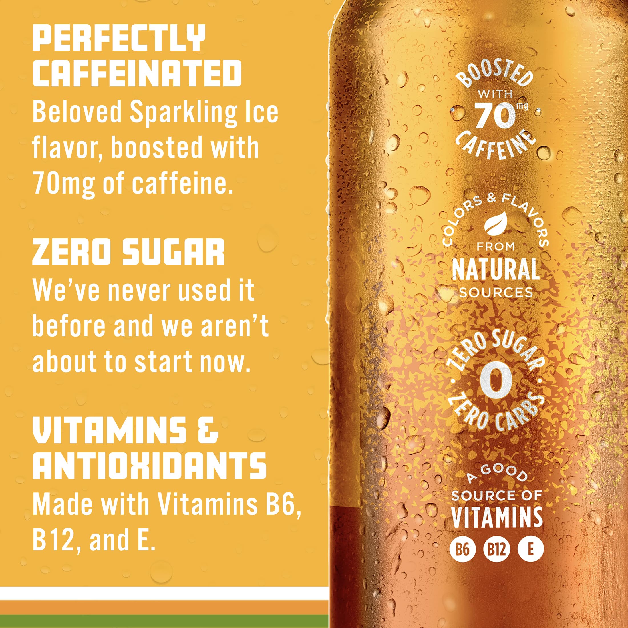 Sparkling Ice lata junto a mano para mostrar tamaño práctico