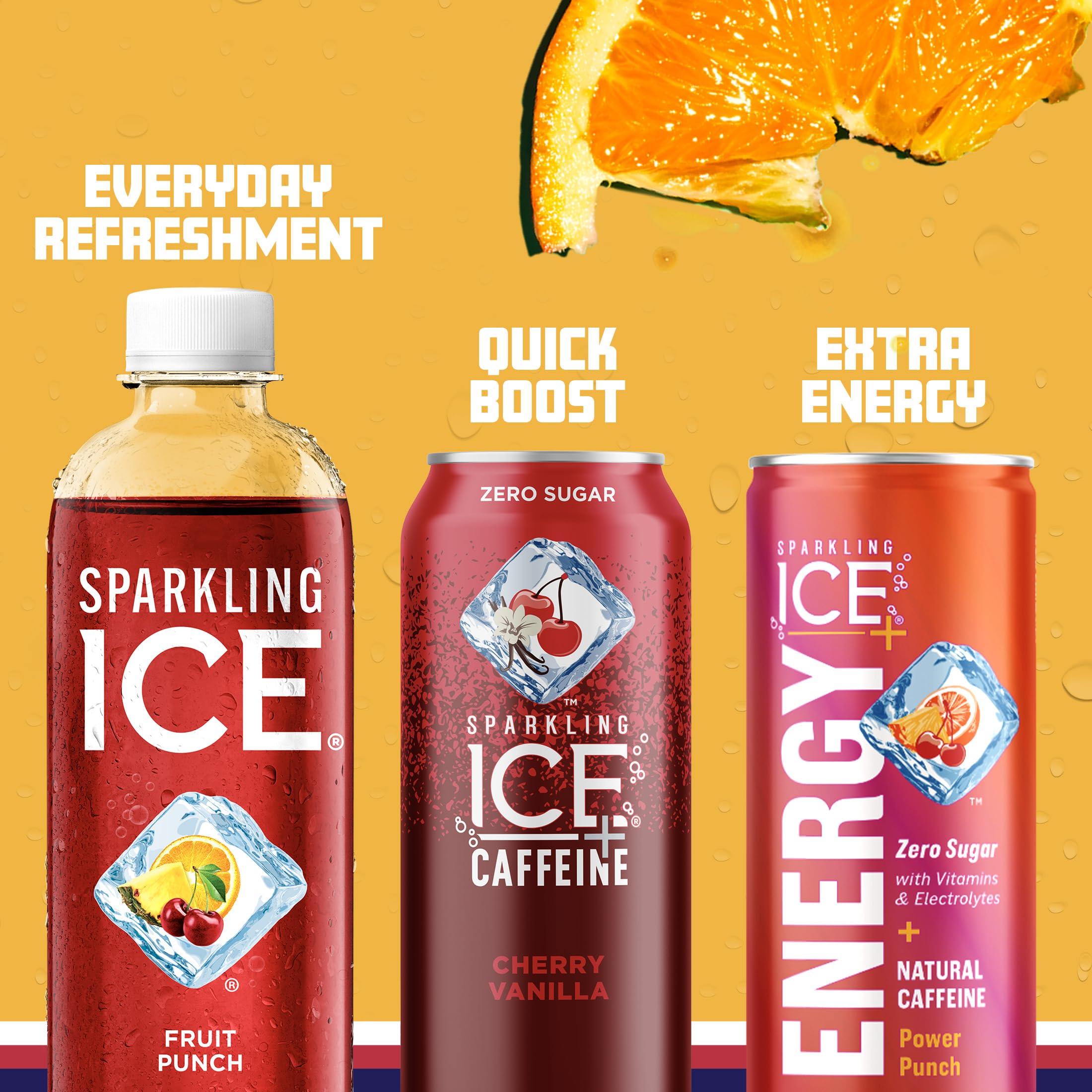 Sparkling Ice servido en vaso con hielo y fruta mostrando uso como mocktail