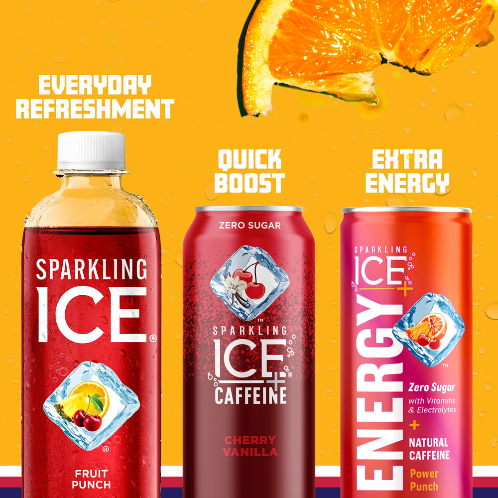 Sparkling Ice servido en vaso con hielo y fruta mostrando uso como mocktail