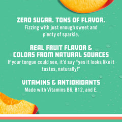 Sparkling Ice etiqueta con vitaminas B6 B12 E y beneficio nutritivo visible