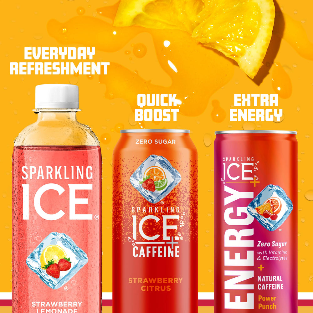 Sparkling Ice etiqueta nutricional visible con vitaminas y cero azúcar