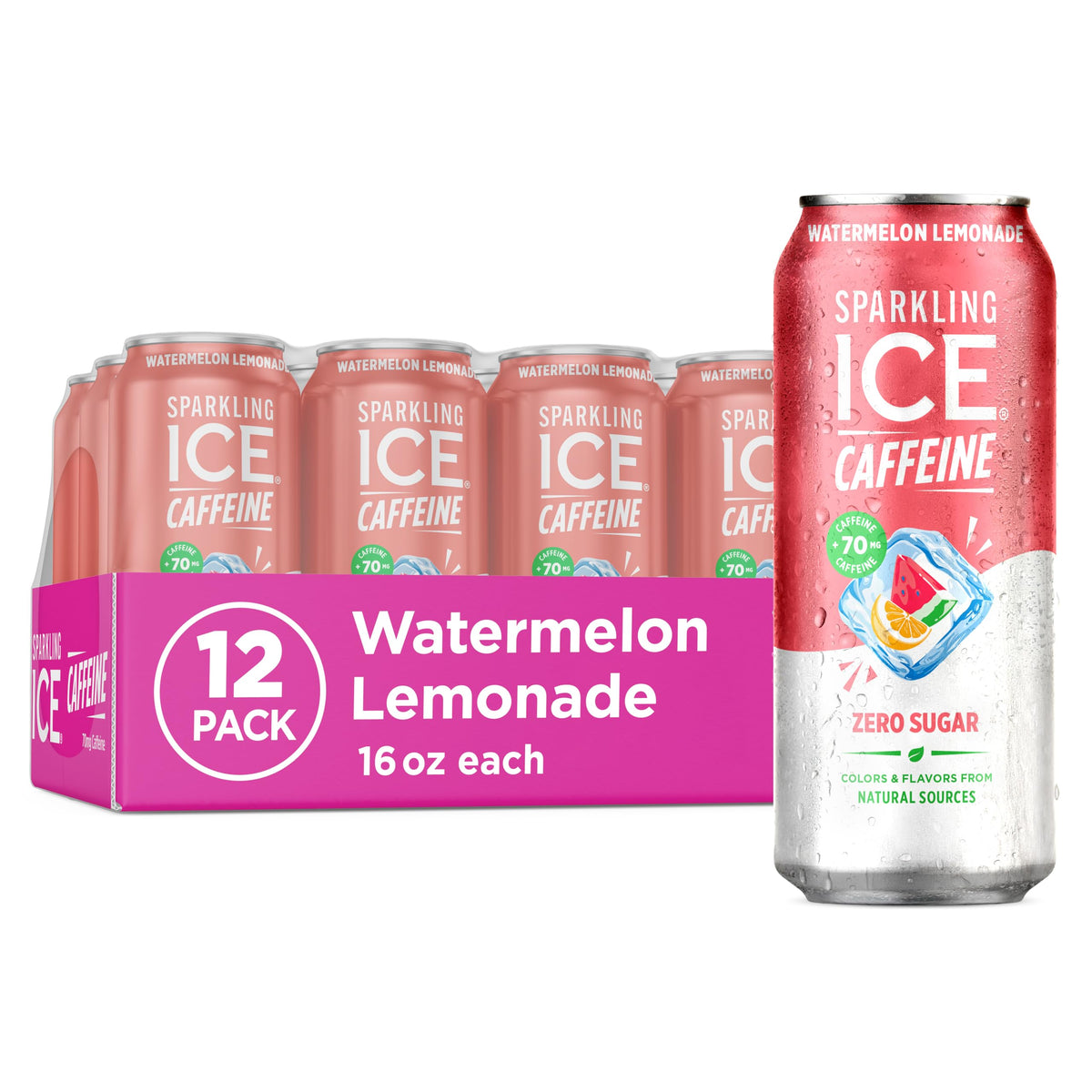Sparkling Ice lata frontal Watermelon Lemonade mostrando refresco frutal