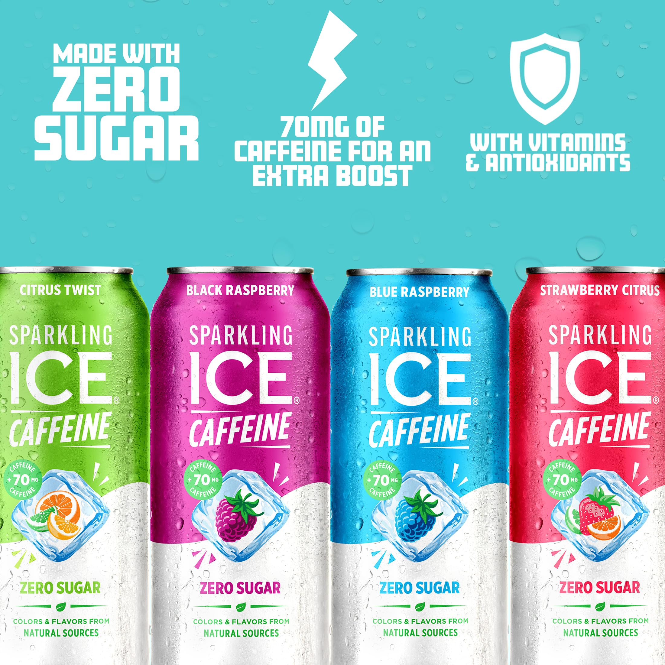 Sparkling Ice lata Black Raspberry resaltando aroma y sabor intenso