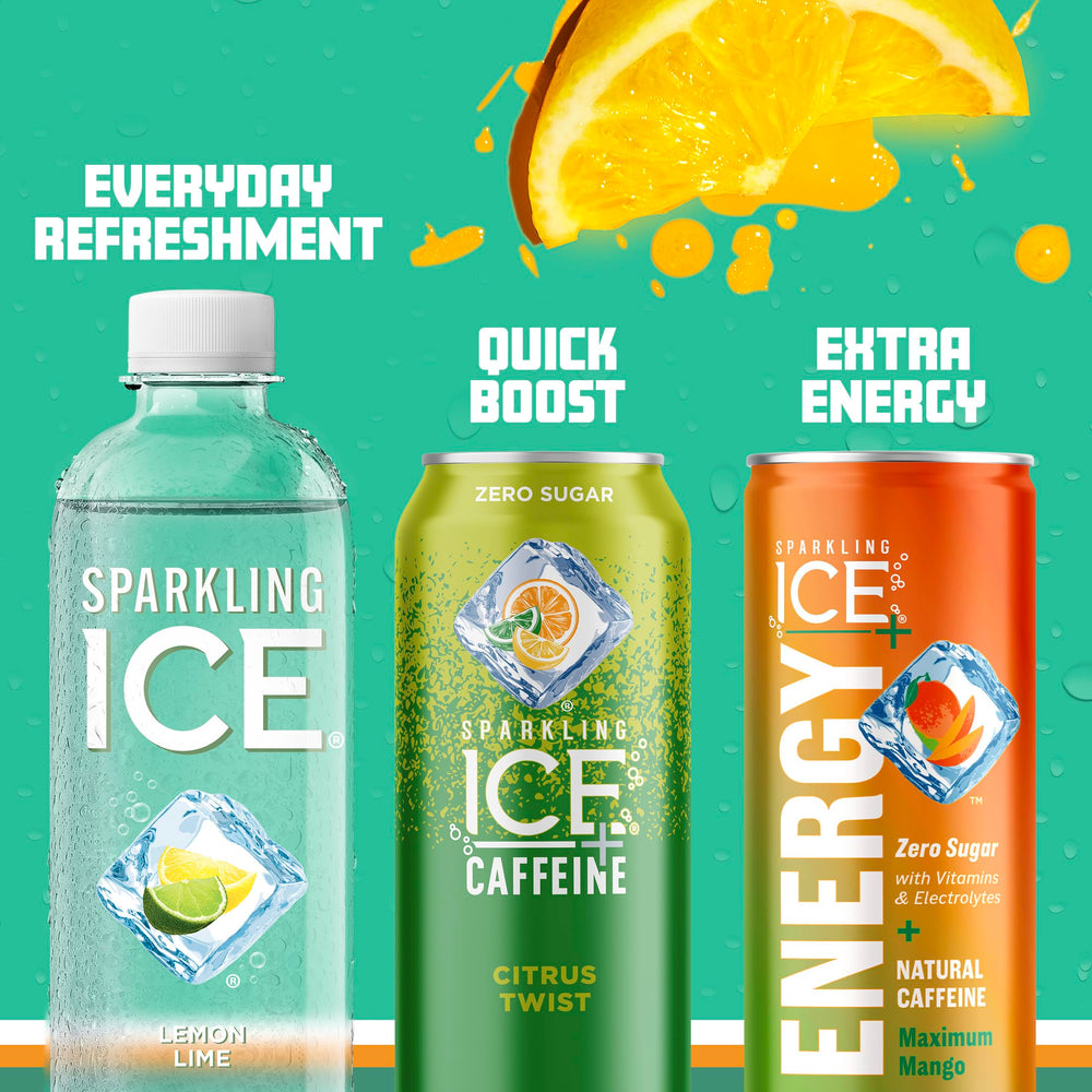 Sparkling Ice comparación de tamaño de botella 17 fl oz junto a objeto