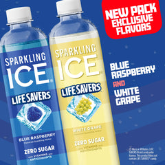 Sparkling Ice botella cerquita destacando el sello LIFE SAVERS y frescura