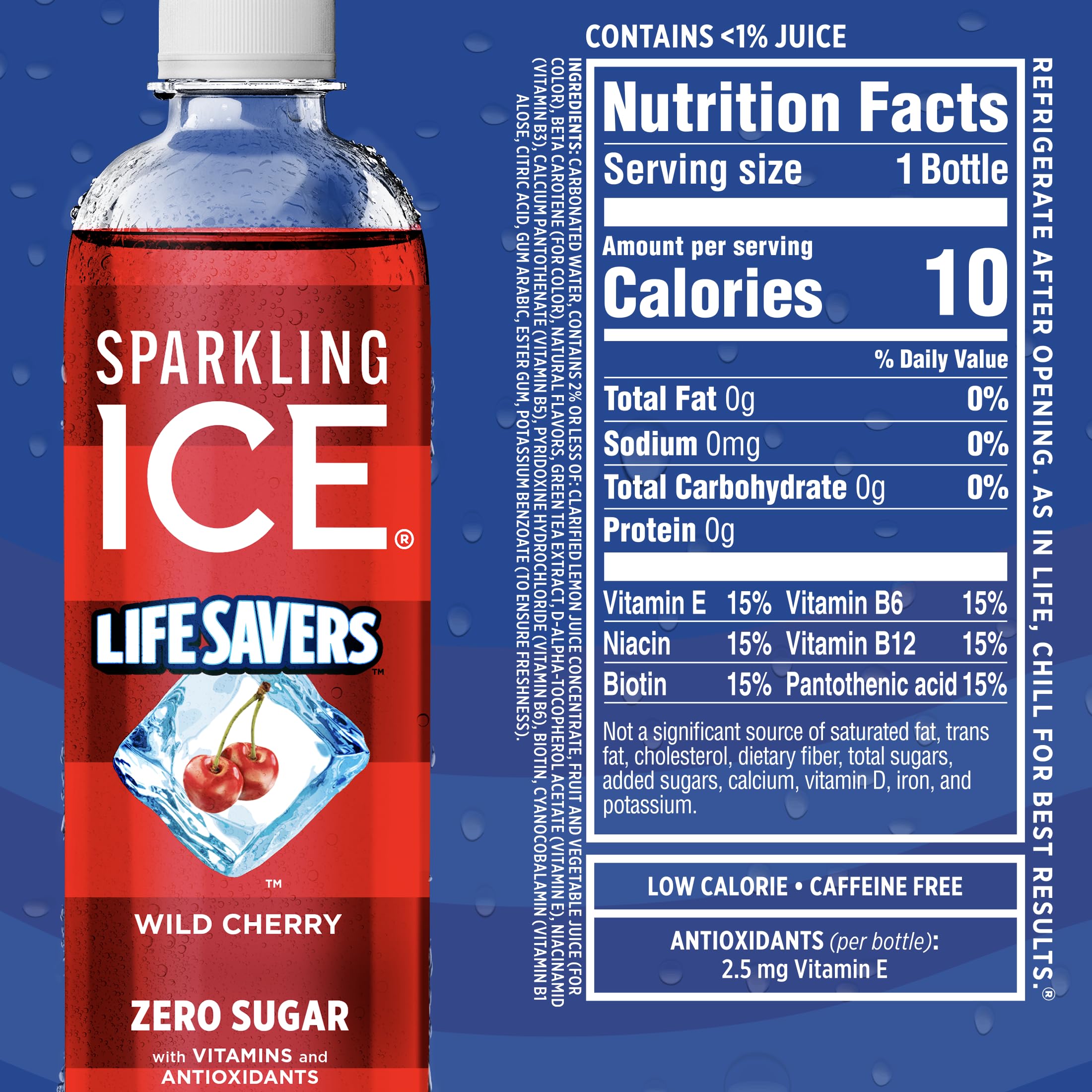 Sparkling Ice alineación de sabores que muestra la variedad del pack