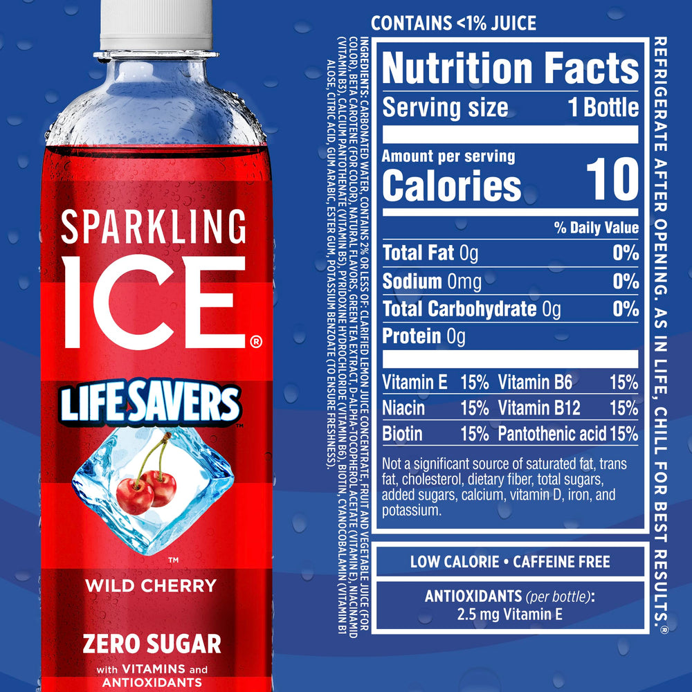 Sparkling Ice alineación de sabores que muestra la variedad del pack