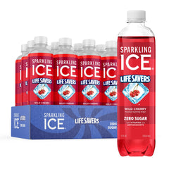 Sparkling Ice LIFESAVERS frente pack de 12 mostrando presentación práctica
