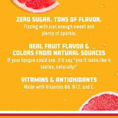 Sparkling Ice etiqueta con vitaminas B6 B12 E y beneficios visibles