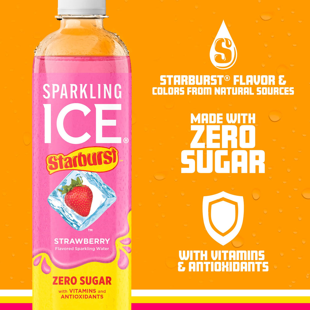 Sparkling Ice botella en mano sirviendo la bebida y disfrutando sabor