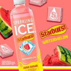 Sparkling Ice STARBURST sandía primer plano de burbujas y textura para refrescar