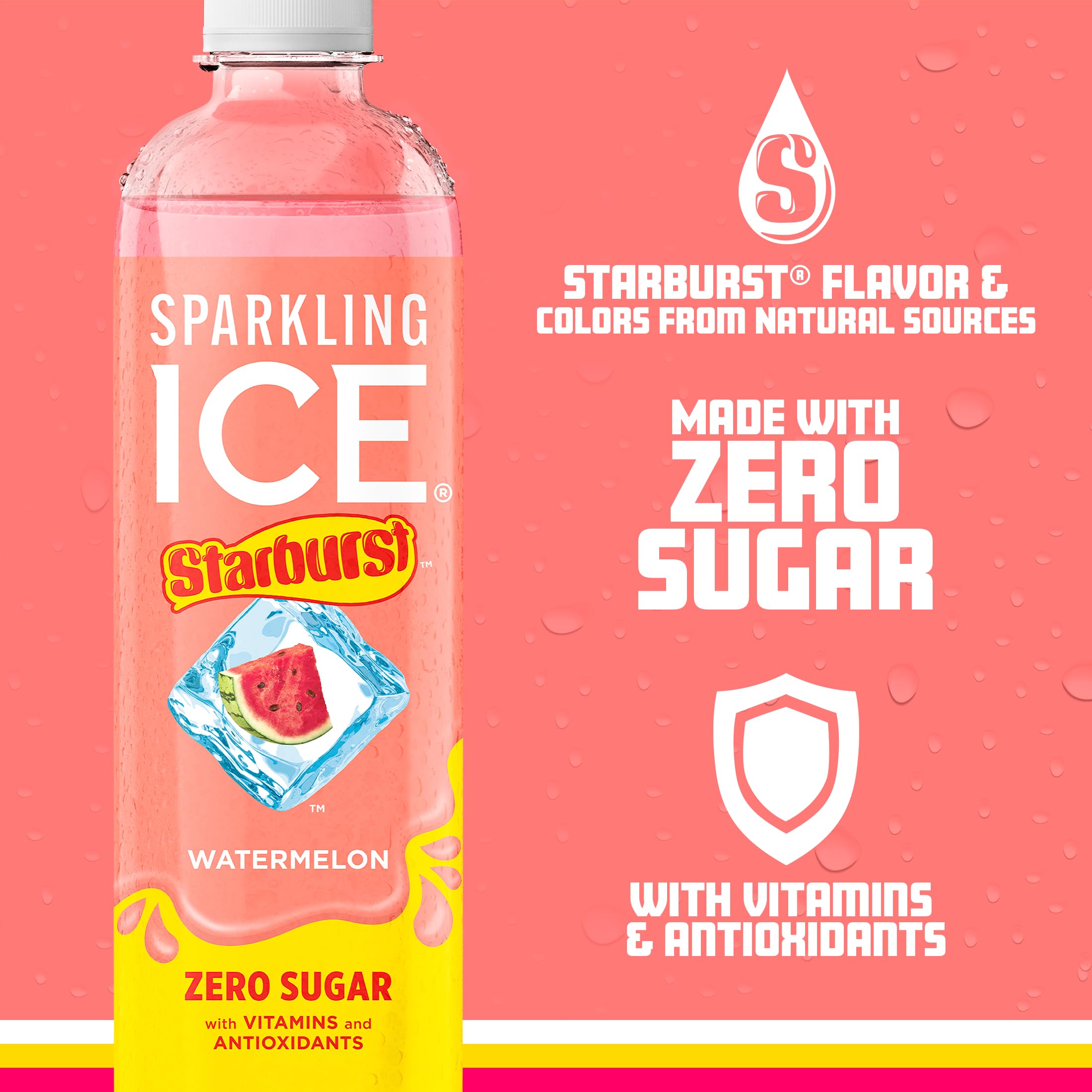 Sparkling Ice STARBURST sandía botella 17 fl oz mostrando tamaño conveniente