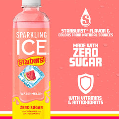 Sparkling Ice STARBURST sandía botella 17 fl oz mostrando tamaño conveniente