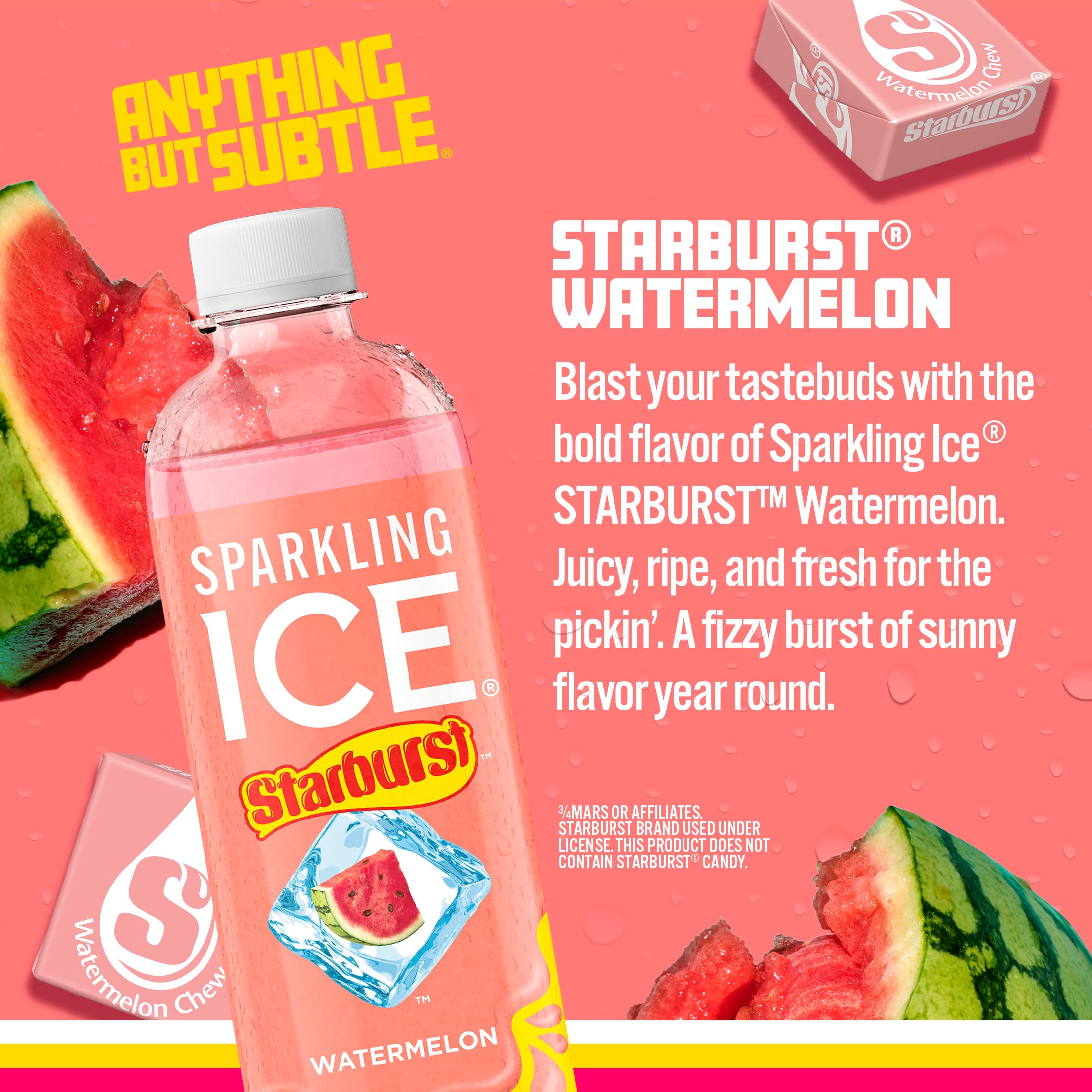 Sparkling Ice STARBURST sandía pack de 12 ideal para despensa y eventos